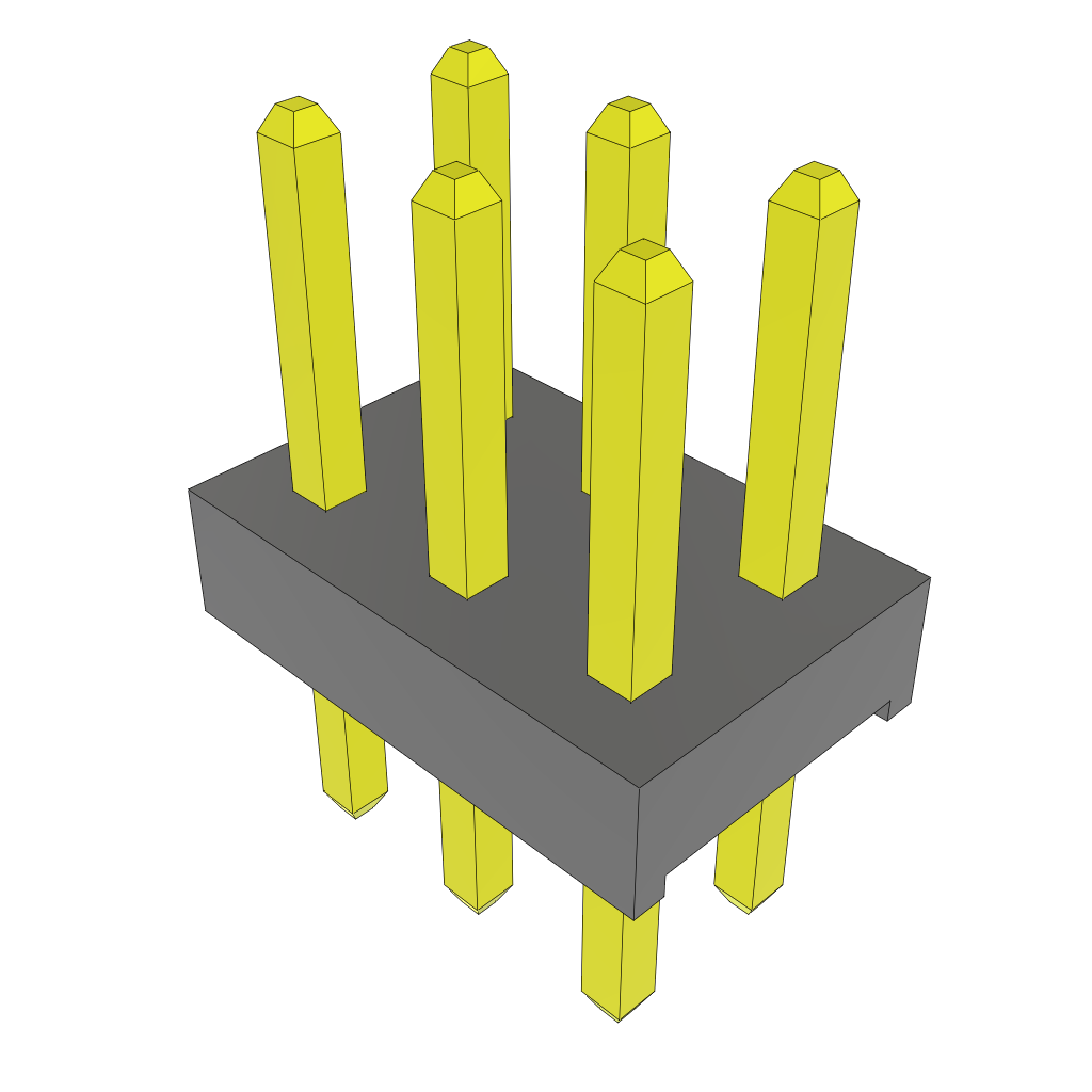 Unshrouded 6-Contact 2mm Pitch HDR Header, -55 to 125°C, Through Hole