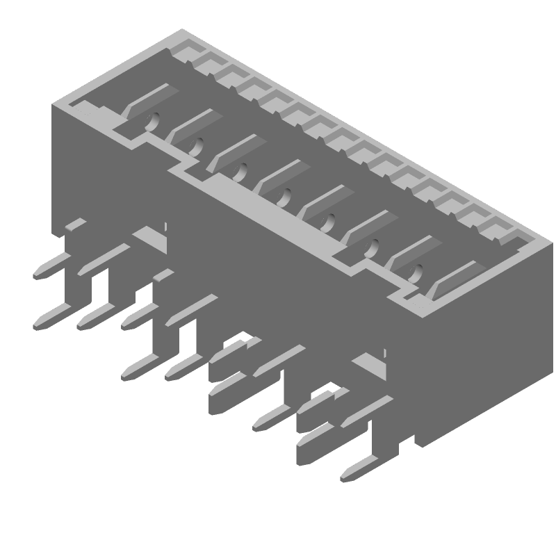 8 Pos 5mm RA Solder Power Connector, Male, Tin Plated Brass
