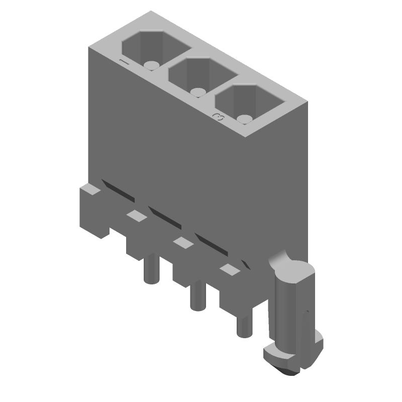 3 Pos Wire-to-Board Rectangular Connector, 9.5A, 600V, Gold/Tin Plating