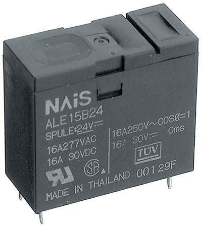 16A SPST 24VDC Power Relay, Through Hole, AC Output