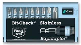 WERA         BC 12/9 STAINLESS             10 Piece Bit Check Stainless Steel Assortment with Rapidaptor Quick-Change Chuck