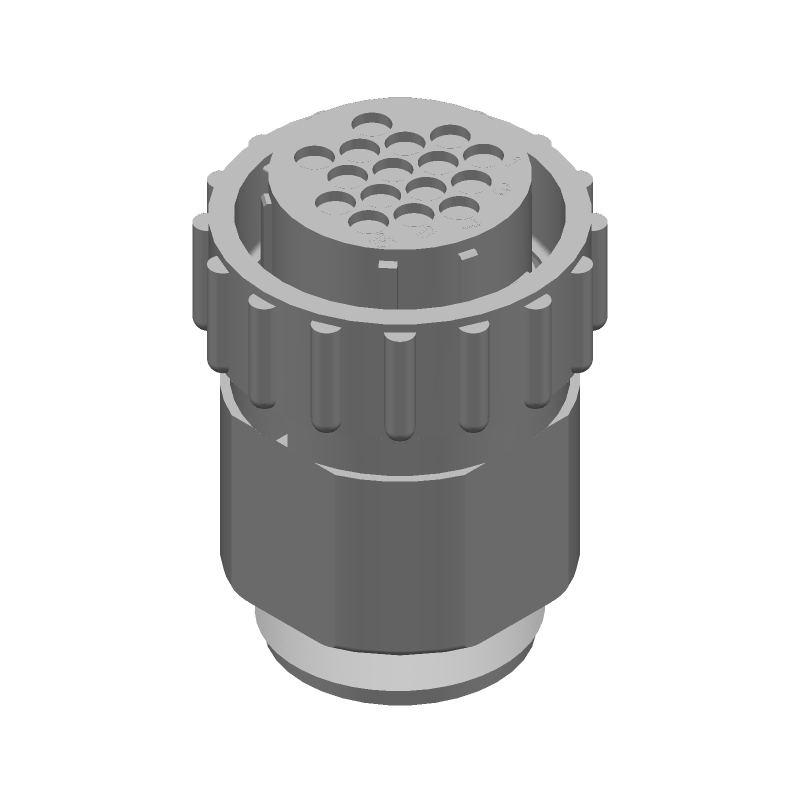 16 Pos Circular Connector, Female Crimp, IP67, 600V, Nylon, Black