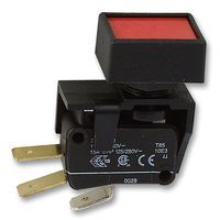 ARCOLECTRIC C0911RBAAD Pushbutton Switch, SPDT, Off-(On), 250 V, 16 A, Quick Connect, Solder