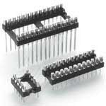 50 Pos 2.54mm Wire Wrap Socket, Gold Brass, Straight Thru-Hole