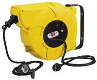 16m Extension Reel Type F - German Schuko,1 Socket With Auto Rewind,Unwound Current Rating 16A,230 V IP44,Yellow