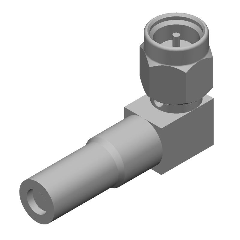 SMA RF Connector, Male, 26GHz, 50 Ohm, Crimp, RA, Gold