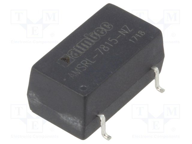 Switching Regulators; Product Weight (grams): 2.3; Input voltage min (V): 17; Input voltage max (V): 28; Output voltage min: 15; Output voltage max: 15; Output voltage dual assymetric (y/n): Single; Output Power (W): 7.5; Max Output current (A): 0.5; Efficiency (%): 96; Max Capacitive load (µF): 1000; Package type: SMD; Mounting: PCB; W (in): 0.47; L (in): 0.6; H (in): 0.29; W (mm): 11.2; L (mm): 15.24; H (mm): 7.25; Min Operating temperature: -40; Max operating temperature (°C): 85; Case material: Plastic (flammability to UL 94V-0) ; Application 4 (building automation/IoT): 1; Application 5 (Industrial): 1; MTBF (h): 2000000; Derating : 71; Voltage Accuracy (%): ±3; Line Regulation (% of Vin): ±0.5; Load Regulation %: ±0.5; Ripple & Noise (mV p-p): 25; Switching Frequency typ (KHz): 1400; Short circuit protection: Continuous