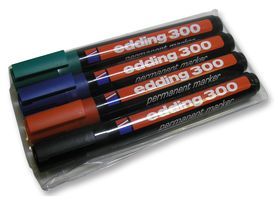 EDDING         300/4S             MARKER, BULLET TIP, WALLET OF 4