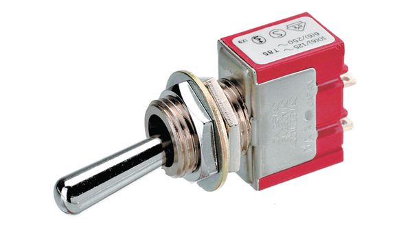 Switch Toggle ON None OFF SPST Large Bat Lever Solder Lug 10A 250VAC Panel Mount with Threads