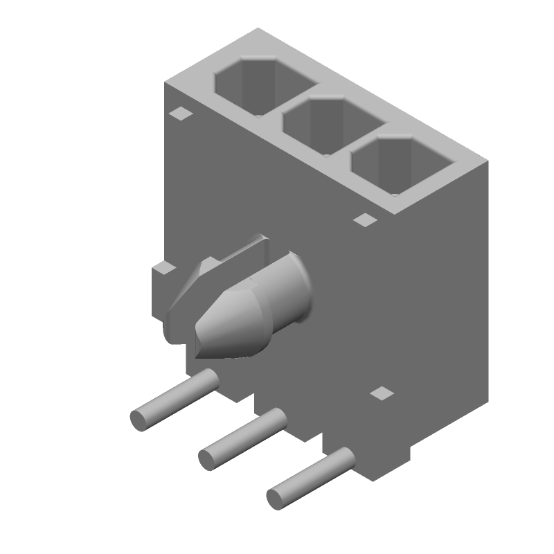 3 Pos Power Connector, 9.5A, 600V, RA Solder TH, Male, Gold