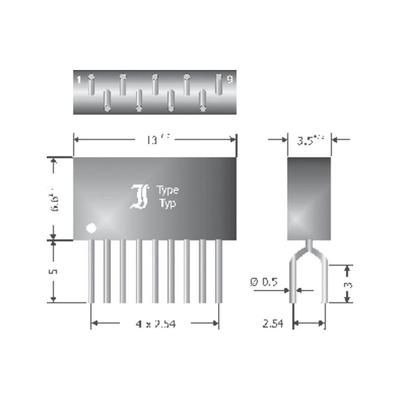 Rectifier Diode, 4 Element, 0.1A, 80V V(RRM), Silicon, 13 X 3.50 MM, 6.60 MM HEIGHT, ROHS COMPLIANT, PLASTIC PACKAGE-9