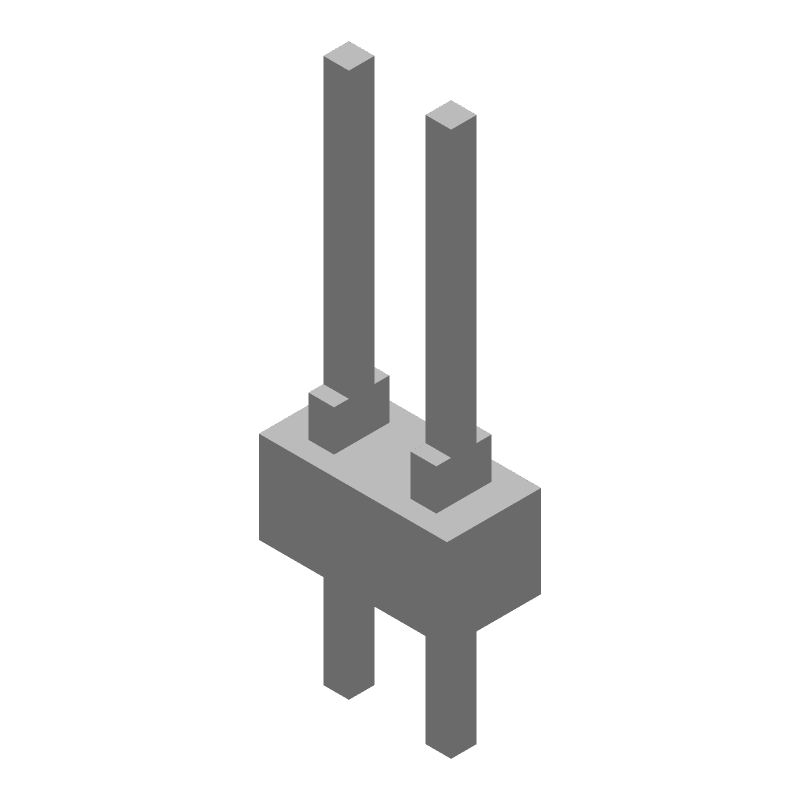 2 Pos 1 Row 3A Gold Pin Header, Straight, TH, 2.54mm Pitch