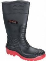 Tuskers Trident Safety Boots - UK 11, Steel Toe Cap, Black/Red