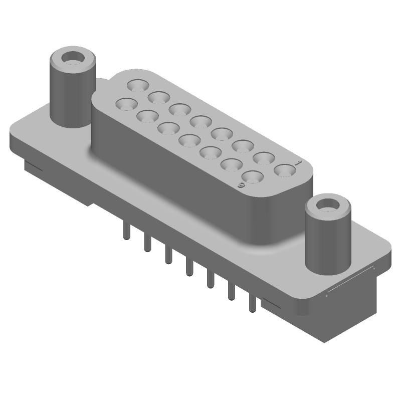 15 Pos D-Sub Receptacle, Female, Straight, Through Hole, Gold/Tin