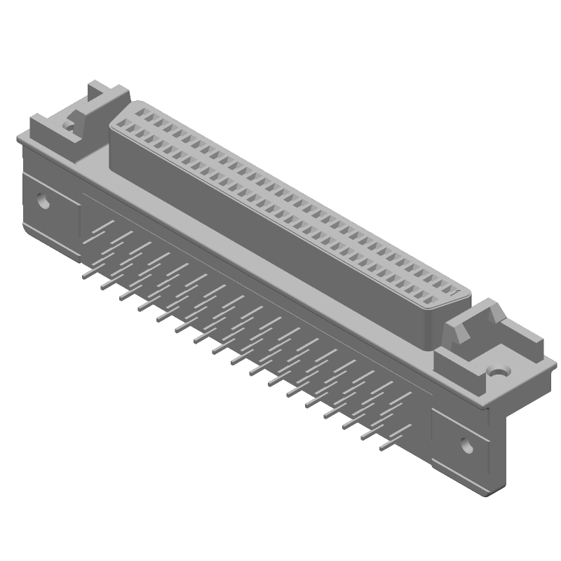 68 Pos 2 Row Right Angle Shielded RCPT, Gold Plated Bronze