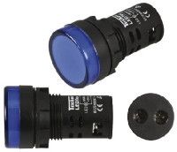 TECHNA Blue LED Indicator, 22mm Cutout, IP65, 12 V ac/dc