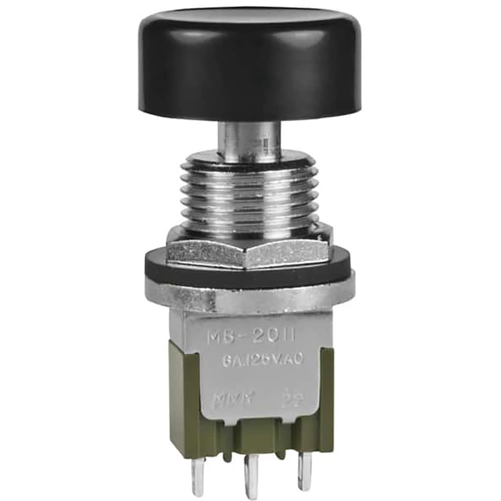 Switch Push Button ON (ON) SPDT Round Plunger 6A 250VAC 30VDC Momentary Contact Panel Mount Solder Lug