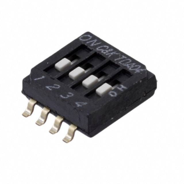 4-Pos Slide DIP Switch, SPST, 25mA, 24VDC, Surface Mount