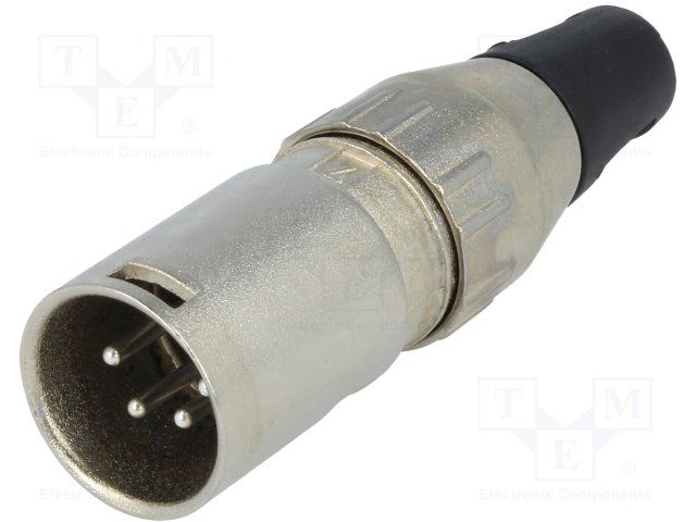 4-Pin XLR Audio Plug, Cable Mount, 10A, 250V, Silver Contacts