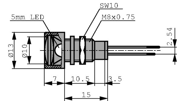 Indicator LED green 5 mm, WU-I-UG5-L, Vossloh Schwabe