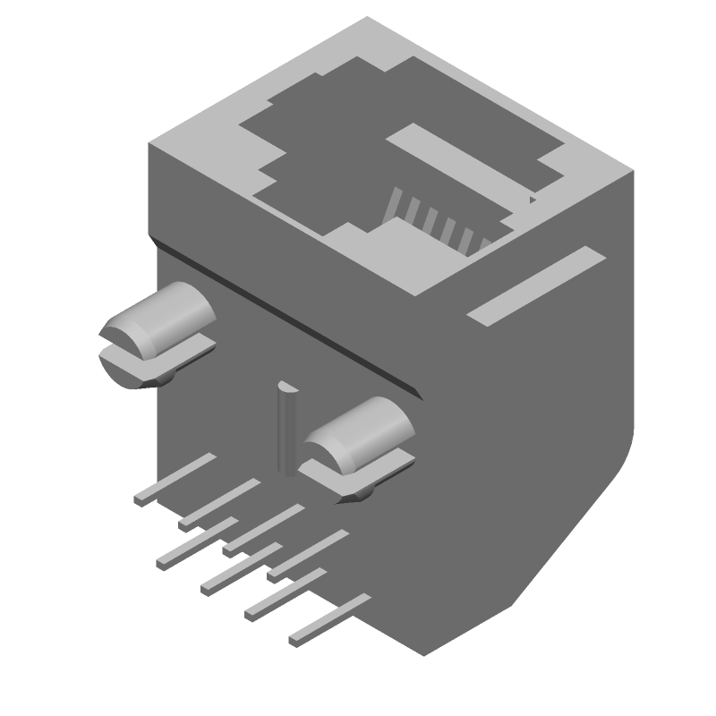 Modular Connector, 8P/8C, Right Angle, Female, Solder, Unshielded