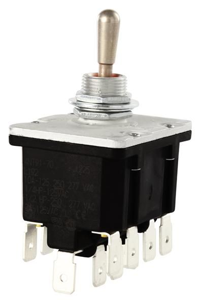 Switch Toggle (ON) ON (ON) DP3T Round Lever Quick Conn 18A 277VAC 250VDC Panel Mount with Threads Automotive