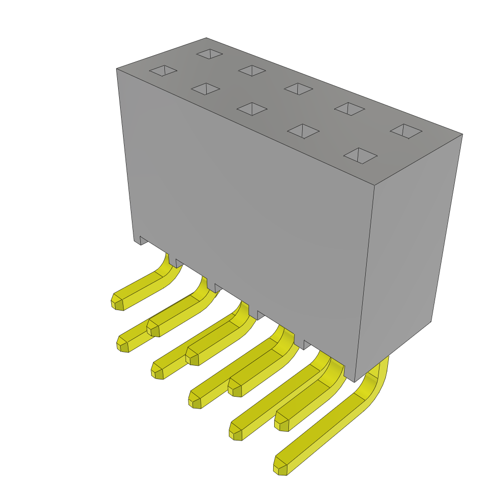 10-Position 2-Row Through-Hole Female Connector, 2.54mm Pitch, 550V AC, -55°C to 125°C