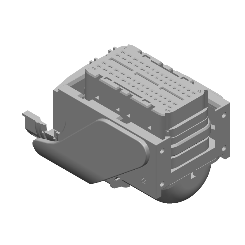 60 Pos Signal Rectangular Connector, Female, Right Angle, Black