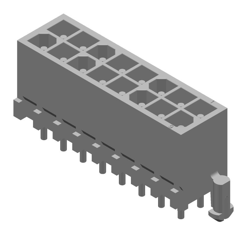 16 Pos Power Connector, Wire-to-Board, 9.5A, 600V, Straight, TH