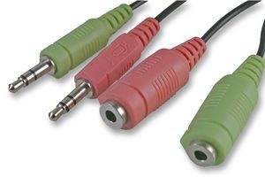 HAMA         048942             Computer Cable, 3.5mm Stereo Jack Plug x 2, 3.5mm Stereo Jack Socket, x 2, 5.9 ft, 1.8 m, Black