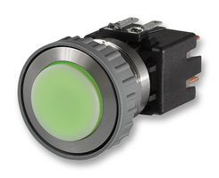 Illuminated Pushbutton Switch, 12A 250VAC, DPST, Latching, Panel Mount, Quick Connect