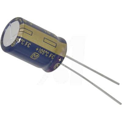 220uF 10V Aluminum Electrolytic Capacitor, Radial, 250mR ESR, 400mA