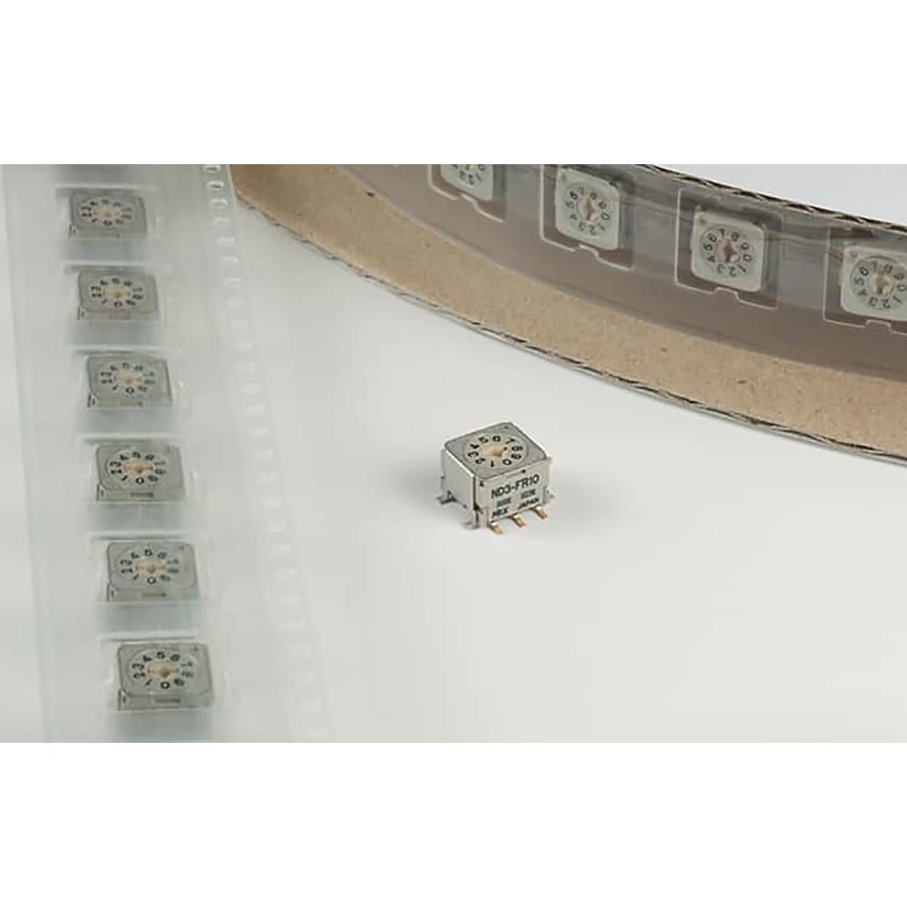 Rotary Switch, 10 Positions, Circular, 0.1A, 5VDC, Solder Terminal, Rotary Screw Actuator, Surface Mount-straight,