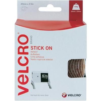 Velcro tape stick-on Hook and loop pad (L x W) 2500 mm x 20 mm White Velcro 2.5 m