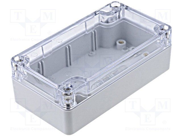 Polycarbonate Enclosure Grey/Clear NEMA IP66 UL94 5VA 4.72"L x 2.6"W