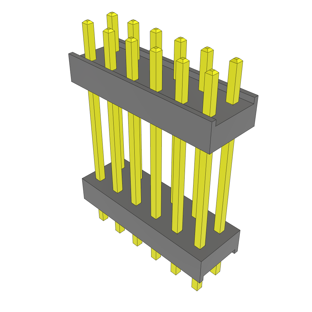 12-Contact HDR Board Stacker, 2.54mm Pitch, Through Hole Mount, -55°C to 105°C