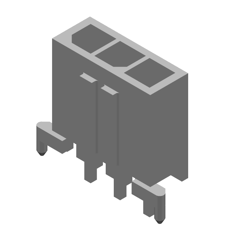 3 Pos Power Connector, Wire-to-Board, 5A, 250V, Male Pin, Gold/Tin