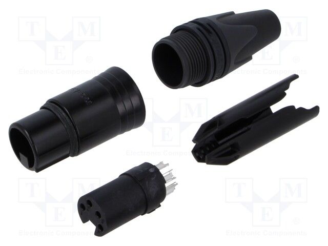 4 Pin Female Power Connector, 10A, Silver Contacts, Solder, IP40