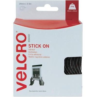 Velcro tape stick-on Hook and loop pad (L x W) 2500 mm x 20 mm Black Velcro 2.5 m