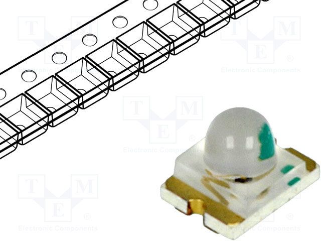Orange/Yellow SMD LED Emitter, 611nm, 20mA, 1200mcd, 25°