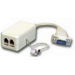 Connector, Modular 9 POS D-Sub to 2(RJ-11) M-F