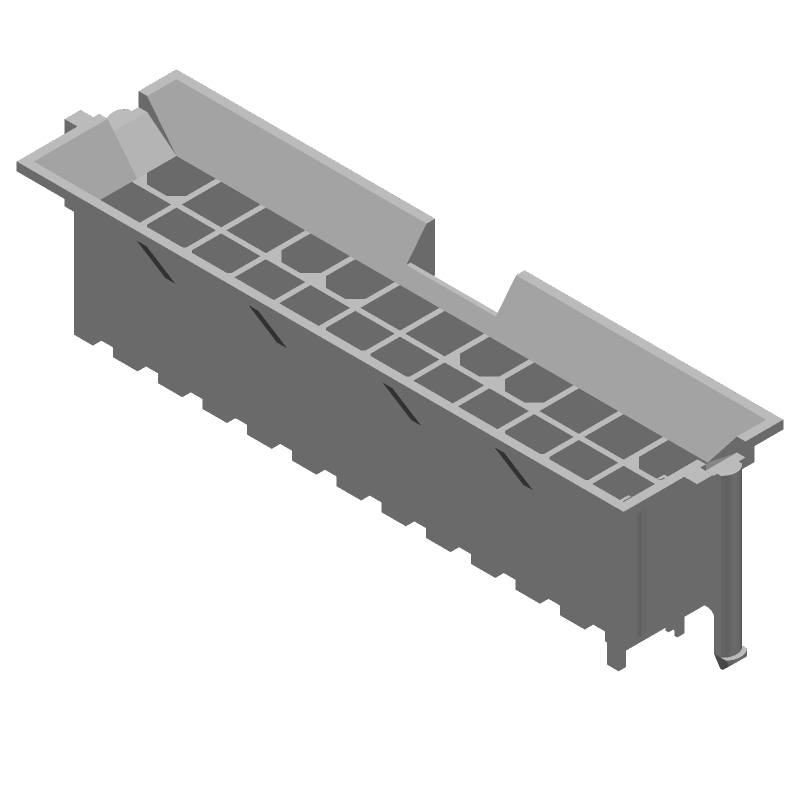 24 Pos Power Connector, 9A, 600V, Straight, Solder, Thru-Hole