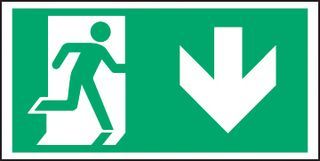 BRADY         S107DD/S            SIGN, MAN RIGHT, ARROW DOWN, 150X300