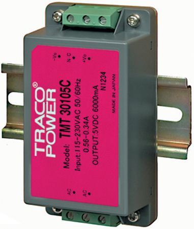 TRACOPOWER TMT 30112C AC/DC Enclosed Power Supply, Medical, Fixed, 85 V, 264 V, 30 W, 12 V, 2.5 A