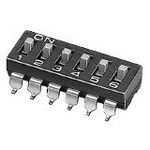 5 Pos SPST Slide DIP Switch, 24VDC, 25mA, Gold, SMD, Gull Wing