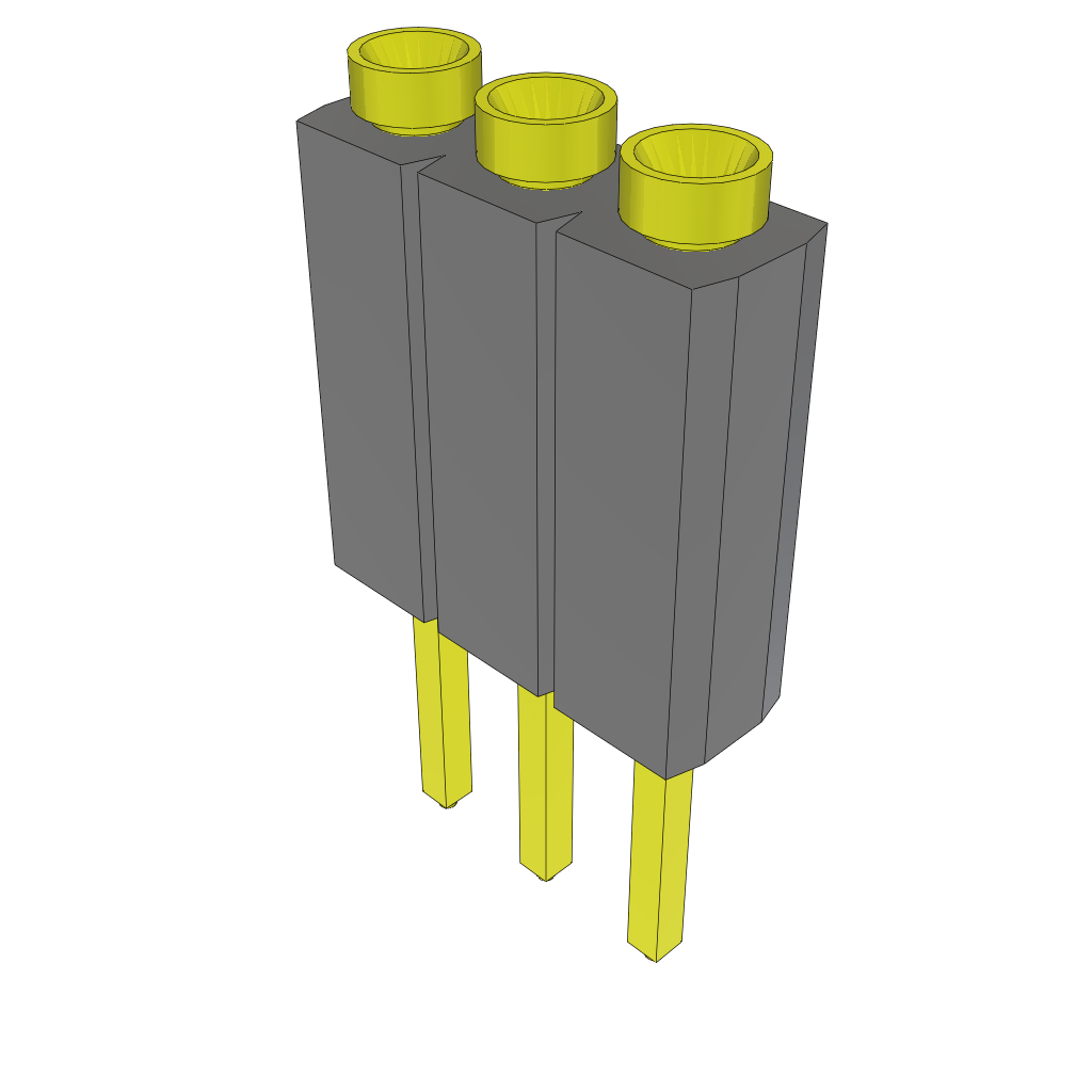 3-Contact Socket Strip Header, SKT, 2.54mm Pitch, Through Hole Mount