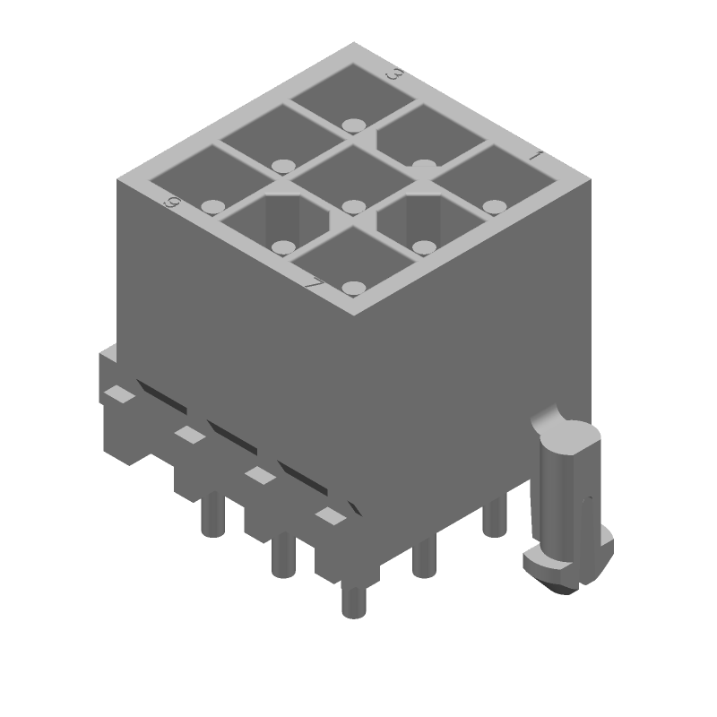 9 Pos Power Connector, 9.5A, 600V, Male, Solder, Thru-Hole, White