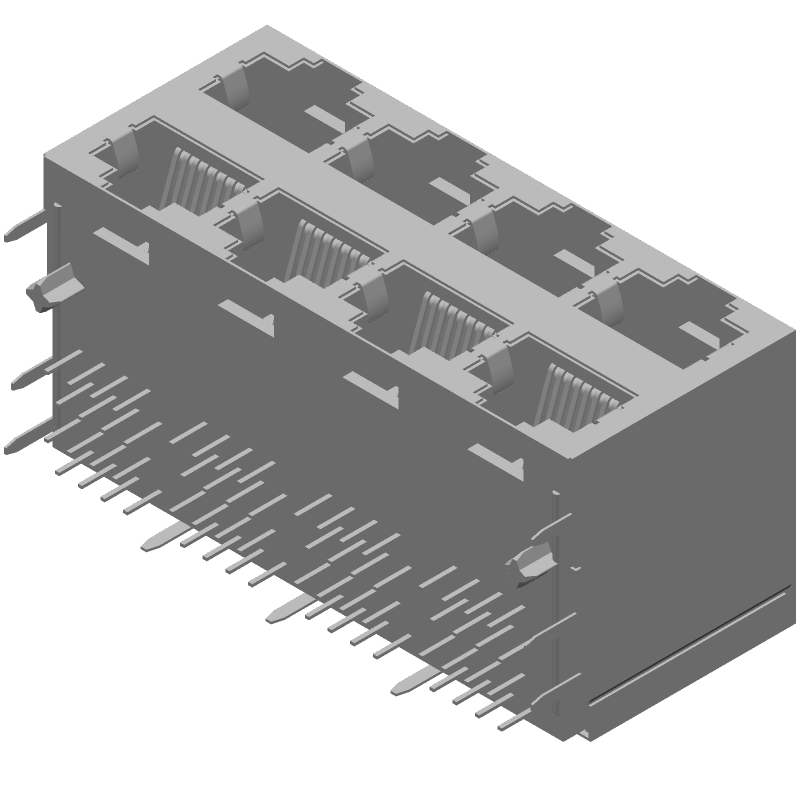 8P8C Modular Connector, Shielded, Right Angle, Gold Plated