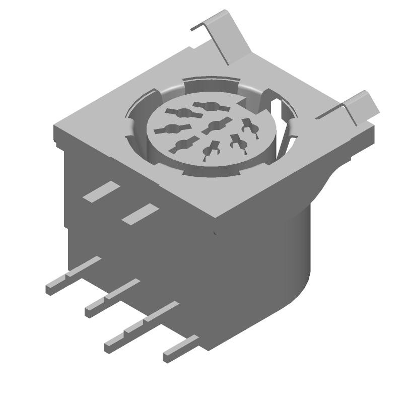Shielded Circular Connector, 8 Pos, Solder RA, 7.5A, 250V