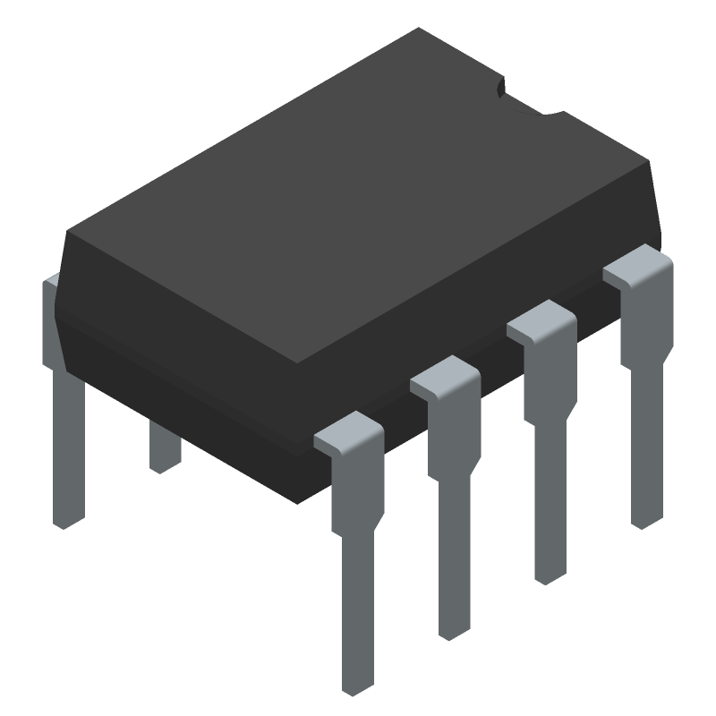 Dual Op Amp, 1MHz BW, 7mV Vos, DIP-8, Through Hole